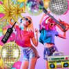 80s 90s Party Decorations, 15Pcs Disco Ball Balloons Gold Explosion Star Foil Balloons Inflatable Boom Box Guitar Mobile Phone Balloons for 80s 90s Hip Hop Theme Birthday Party Decor Supplies
