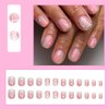 24Pcs Short Press on Nails Square Fake Nails Aurora Butterfly Stars Design Coffin False Nails Blush Full Cover Glue on Nails Gradient Pink Acrylic Nails Summer Artificial Nails Kit for Women Girls