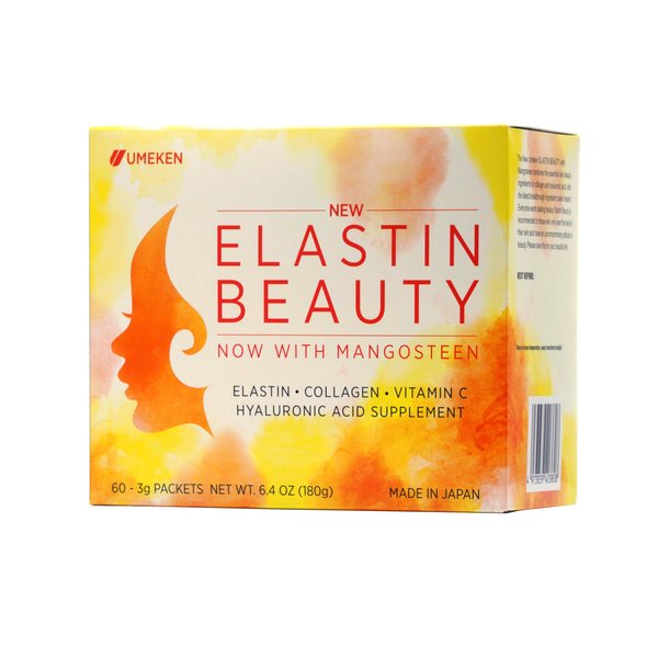 Umeken Elastin Beauty- Edible Elastin, Collagen, Hyaluronic Acid, and Vitamin C to maintain Skin Elasticity, Radiance, and Firmness from the inside out. Packets, Powder Form, 1-2 month supply.