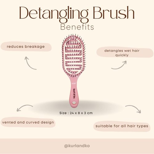 KURL & KO. Detangler Brush for Curly Hair, Paddle Brush for Wet&Dry Hair, Easily Brushes Through Curl Hair and Reduces Breakage, Pain-Free Brush Hair, Curly Hair Brush for Women Men Kid