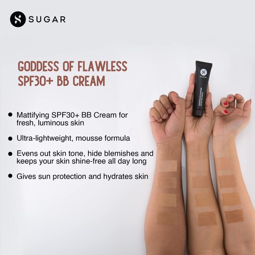 SUGAR Cosmetics Goddess Of Flawless SPF30+ BB Cream - 15 Cappuccino (Light) LONG LASTING, LIGHTWEIGHT FORMULA