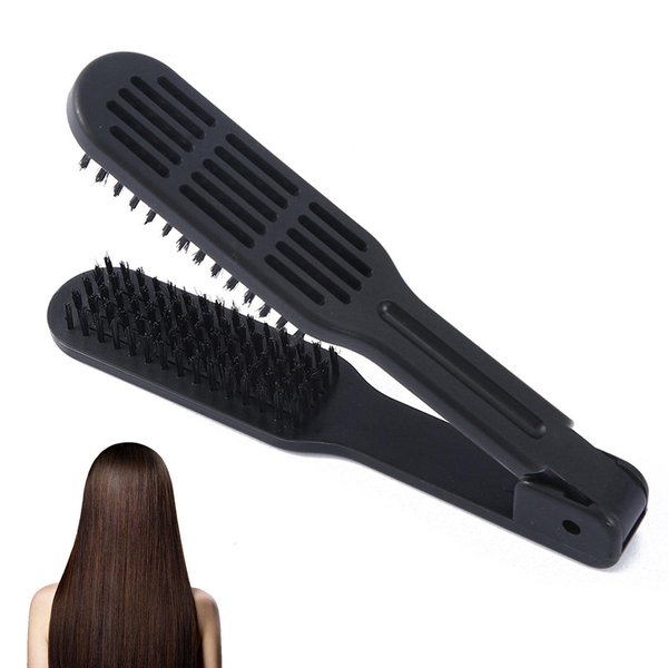 Clamp Hair Brush Double Sided Brush Straightening Detangler Comb,Smoothing Nylon Bristle Straightener Detangler Splint Comb,Hair Styling for Straightening Knotty Unkempt Hair