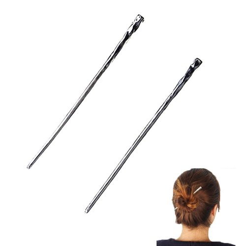YILE Set of 2 Silver Hair Sticks Chinese Hairpin Metal Hair Accessories Classic Hair Accessories for Women Lady Girls Mother's Day