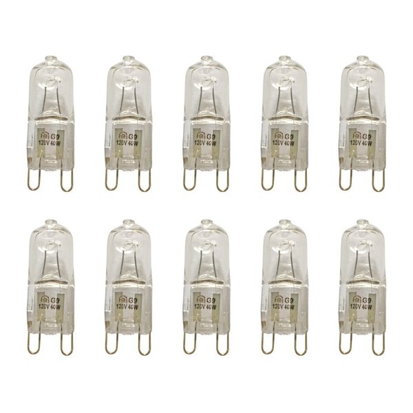 VSTAR 10pcs G9 Halogen Bulb, Clear,2700K,40-Watt 120-Volt Base G9 Halogen Bulb,10 Pack