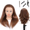 Mannequin Head with Human Hair 100% Human Hair Mannequin Head Hair Styling Training Head Cosmetology Manikin Head Doll Head for Hairdresser with Free Clamp 16-18(brown))