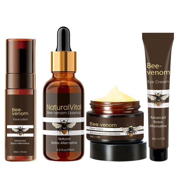 Bee Venom SkinCare Set, Includes New Zealand Bee Venom Face Lotion, Bee Venom Essence, Bee Venom Face Cream, Bee Venom Eye Cream, Anti-Wrinkle, Hydrating & Firming, Plant-Based Formula