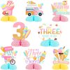 Jollyboom Ice Cream 3rd Birthday Decoration for Girls, Three is So Sweet Birthday Honeycomb Centerpiece We All Screamed for Ice Cream Double-sided Honeycomb Centerpiece for Summer 3rd Birthday Party