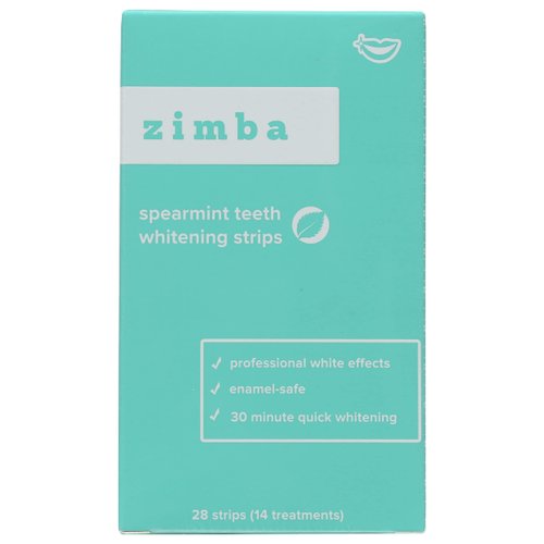 Zimba Spearmint Teeth Whitening Strips, Chemical Free, Vegan, 28 Pieces (Pack of 1)