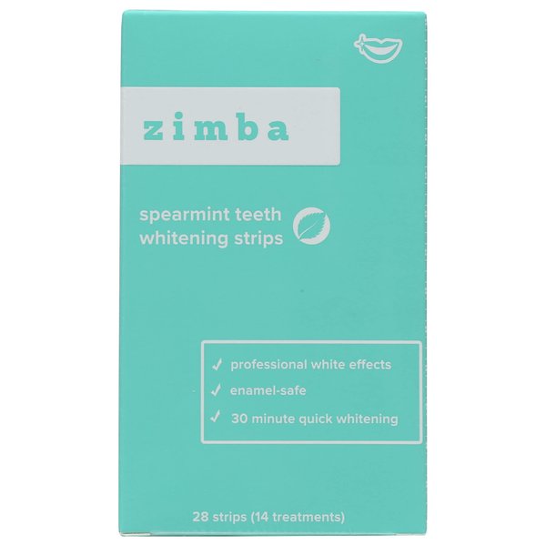 Zimba Spearmint Teeth Whitening Strips, Chemical Free, Vegan, 28 Pieces (Pack of 1)