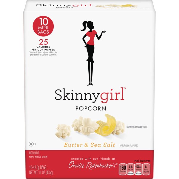 Orville Redenbacher's Skinnygirl Butter & Sea Salt Microwave Popcorn, 15 Ounce Mini Bag, 10-Count