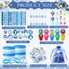 Blosssound 134 Pcs Winter Gift Bags Stuffers Winter Snowflake Theme Slap Bracelets Mochi Balls Stampers Badges Keychains Stickers Bags for Holiday Goodie Bags Items Classroom Rewards