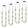 EOBOH Christmas Necklace, 4Pcs Light up Christmas Necklace, Christmas Bells Necklaces, 3 Modes Colorful Christmas Party Favors, Christmas Ugly Xmas New Year Party Supplies Accessories