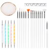 Dimeho 22pcs Nail Art Design Tools, 15pcs Painting Brushes Set with 5pcs Double Head Dotting Pens & 1 Resin Nail Art Palette Nail Art Brushes Kits Nail Art Cosmetic Mixing Tools