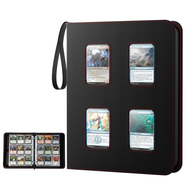 720 Pockets Double-Sided Trading Card Pages Sleeves, Zip Trading Card Binder with Clear Window for Trading Cards, 9-Pocket Clear Plastic with 40 Removable Sleeves, for MTG, TCG, Sports Cards, (Black)
