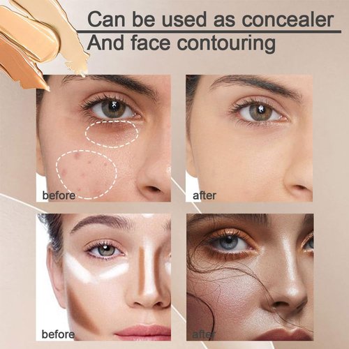 Pro 2pcs Tri-color Face Concealer Contour Palette.Demi Beige Color Correct Cream Foundation Palet.Natural Ivory Cream Makeup Plate Waterproof 02#