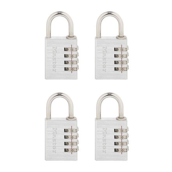 Master Lock Set Your Own Combination Padlock, 4 Pack, Silver 643EC4