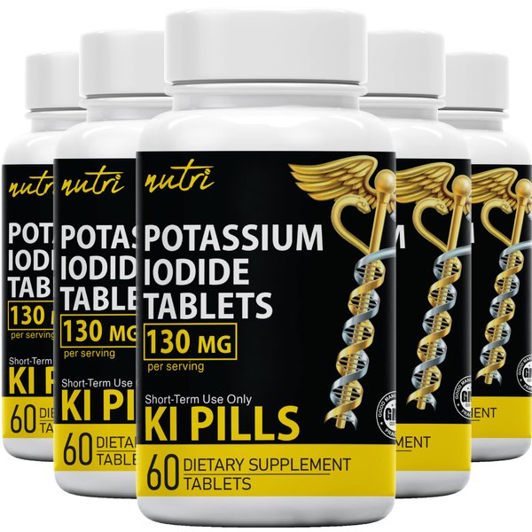 Potassium Iodide Tablets 130 mg (5 Pack) - (300 Tablets) EXP 10/2032 - Ki Pills Potassium Iodine Tablets - Potassium Iodine Pills YODO Naciente