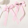 2PCS Silky Satin Hair Bows Pink Hair Ribbon Clips for women Ponytail Holder Hair Accessories Alligator Clips Hair Bow for Women Girls Toddlers Teens Kids