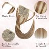 SEGO Pro Ponytail Extensions Human Hair Long Ponytail Hair Extensions with Magic Paste Wrap Around Clip in Ponytail Extensions Real Human Hair,22inch #12P613 Golden Brown mixed Bleach Blonde,95g