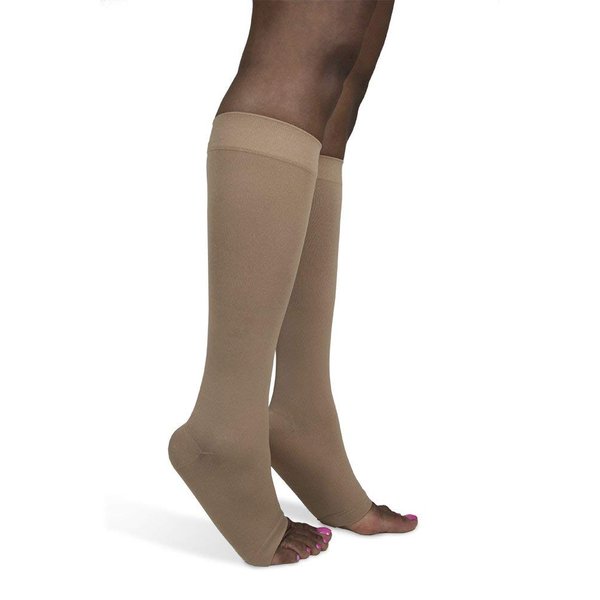 SIGVARIS SOFT OPAQUE 840 Open Toe Calf Compression Socks 15-20mmHg