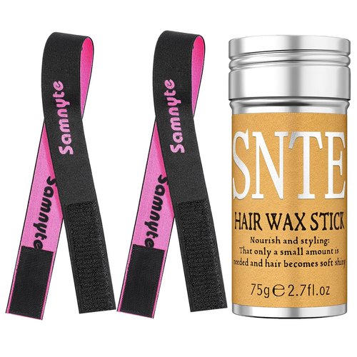 Samnyte Slick Wax Stick for Hair Wigs Edge Control, Flyaways & 2Pcs Wig Band for Melting Lace Front, Lace Melting Band, Non-Greasy