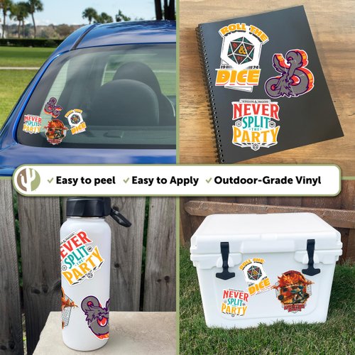 Desert Cactus Dungeons & Dragons Stickers - 8 D&D Decals Laptop Water Bottle Car Scrapbook Vinyl Decorations Birthday Favor Party Supplies (2-6)