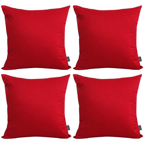 Thmyo 4-Pack 100% Cotton Comfortable Solid Decorative Throw Pillow Case Square Cushion Cover Pillowcase Sublimation Blank Christmas DIY Throw Pillow Covers for Couch Sofa(18x18 inch/ 45x45cm,Red)