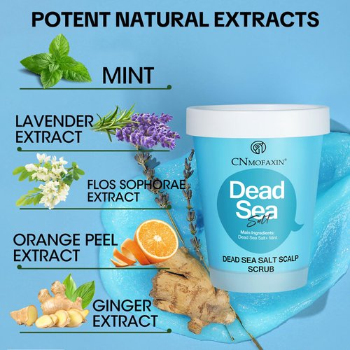 Dead Sea Salt Scalp Scrub, Clarifying Scrub with Plant-Based Essences, Scalp Exfoliator for Oily Scalp, Dandruff & Build-Up Remover, Itchy Scalp Relief Hair Treatment, Nourishing Detox Hair Care