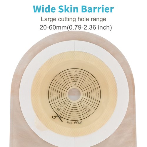 KONWEDA 20 PCS Colostomy Bags, Ostomy Supplies,One Piece Drainable Ostomy Pouch for Ileostomy Stoma Care, Cut-to-Fit