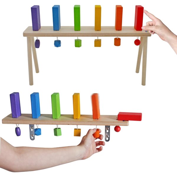 MEAVIA Wooden Falling Domino Wall/Stand; Colorful Toppling Domino Blocks for Kids