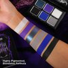 Afflano Goth Eyeshadow Palette Purple Blue, Multichrome Chrome Blue Purple Matte Black White Grey Dark Eye Shade, Gothic Halloween Makeup Eye Shadow Pallet for Costume Joker Clown Cosplay SFX Makeup