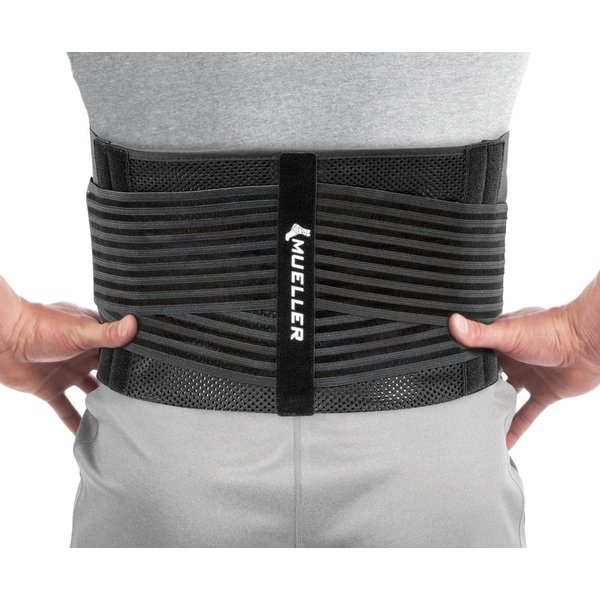 MUELLER Sports Medicine 4-in-1 Lumbar Back Brace with Removable Hot/Cold Pack, for Men and Women, Black, One Size