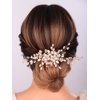 Teyglen Pearl Bride Wedding Hair Comb Flower Crystal Hair Piece Bridal Pearl Hair Comb Rhinestone Headpiece Hair Accessories for Women Girls (Rose gold)