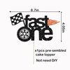 Fast One Cake Topper Racing 1st Birthday Cake Topper Glitter 1st Birthday cake topper for Boys Girls Racing Themed Car Birthday Decoration Party Supplies