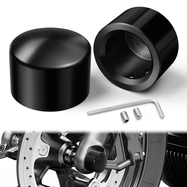 Amazicha Black Front Axle Nut Cover Axle Caps Compatible for Harley Softail Touring Street Glide Electra Glides Road Glides Sportster 08-Later