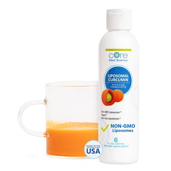 Core Med Science Liposomal Curcumin Liquid Turmeric Supplement, 6 Fl Oz - High Absorption Joint & Heart Health Support for Adults - Turmeric Liquid Drops That Promotes Cognitive & Brain Health