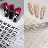 12 Sheets English Letters Number Nail Art Stickers 3D&5D Old Retro Alphabet Gold Silver Black White Nail Decals with Manicure Tools DIY Manicure Decoration for Women&Girls Nail Salon (AZ04-12)