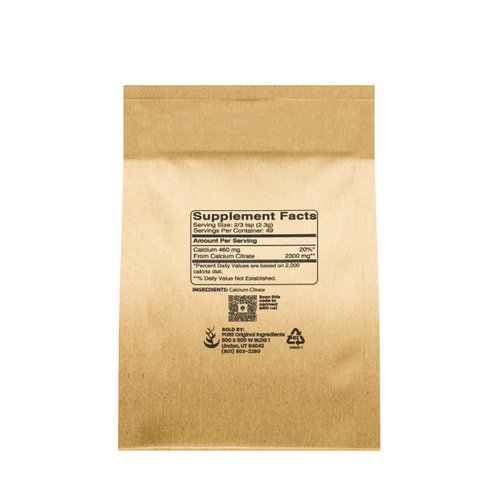 Pure Original Ingredients Calcium Citrate (4oz) Calcium Supplement, No Additives or Fillers