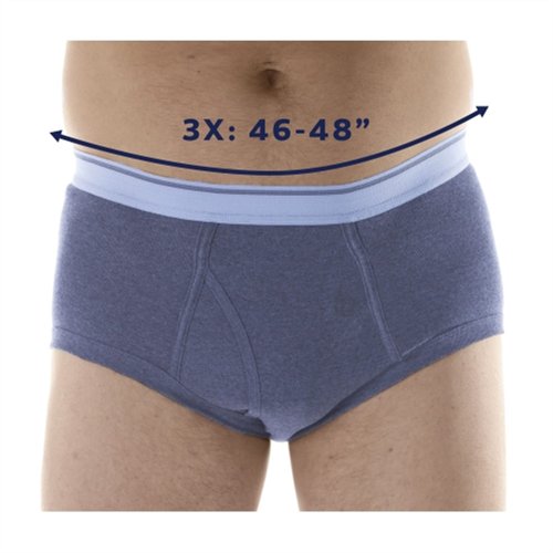 Wearever Incontinence Underwear for Men - Reusable & Washable Men's Bladder Control Briefs with Regular Absorbency - Leak Proof Underwear (Single Pair) (Gray) (3XL) (Waist 46-48)
