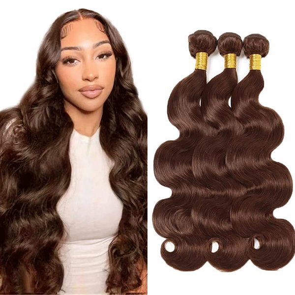 Color #4 Bundles Brown Body Wave Human Hair Bundles Unprocessed Brazilian Virgin Hair Dark Brown Body Wave Bundles Human Hair Color #4 Body Wave Bundles Hair Weave