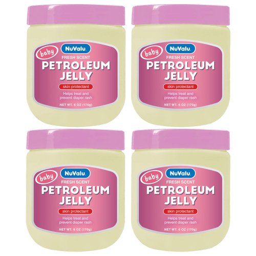 NuValu Petroleum Jelly, 6 oz, Pack of 4 (Fresh Scent Baby Pink)
