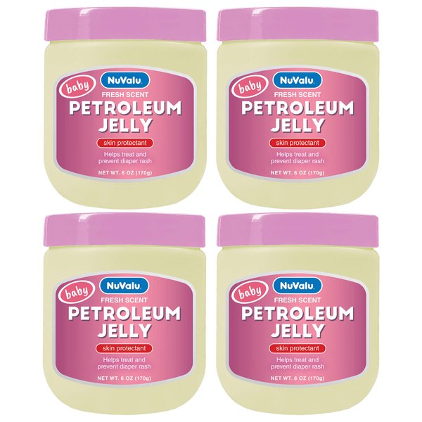 NuValu Petroleum Jelly, 6 oz, Pack of 4 (Fresh Scent Baby Pink)