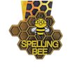 Decade Awards Spelling Bee Honeycomb Medal - Gold - Spelling B Medallion with Honeycomb Neckband - 3.25 Inch Wide