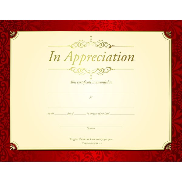 Certificate - Appreciation - In Apprecication - Gold Foil Embossed Premium Stock (Pack Of 6)