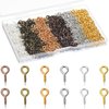 600 Pcs Screw Eye Pins 6 Colors Eye Pins Hooks Small Metal Eyelet Screws Mini Screw Eye Pin Peg Self Tapping Screw Eye Hooks for Jewelry Making DIY Art Craft(4 x 8 mm)