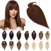 SEGO Hair Toppers for Women Real Human Hair With Bangs 7 * 13CM Silk Base 100% Remy Human Hair Clip in Top Wiglet Hair Pieces for Thinning Hair -10 Inch Medium Brown