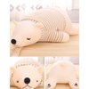 MMTTAO Stuffed Polar Bear Animal Plush Toy 14 Inch Small White Sleeping Bear Animal Stuff Soft Plushies Cute Dolls Collection Huggable Throw Pillow Cushion Gifts for Kids Children Boys Girls, 14Inches