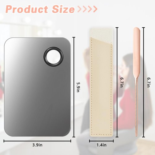 Aolso 3PCS Makeup Mixing Palette, Stainless Steel Cosmetic Makeup Palette With Spatula Makeup Artist Tool, Professional Cosmetic Mixing Makeup Palette For Mixing Eye Shadow/Eyelash/Nail Art/Foundation