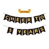 CHEERS TO 5 YEARS Banner, Pre-Strung, Black Gold 5th Birthday and Anniversary Party Decorations, Happy 5th Birthday Banner, Five Anniversary Party Banner, 5 Year Old Blessed & Loved Banner