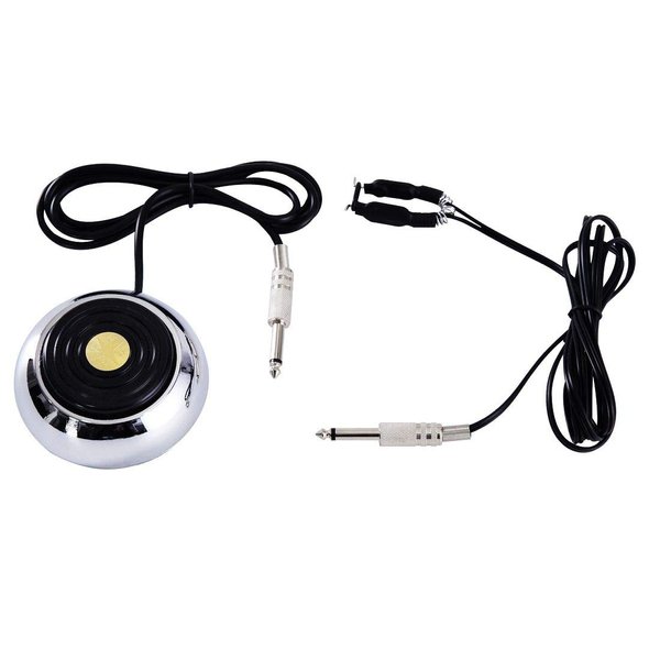 Tattoo Foot Pedal and Clip Cord,New Star Tattoo 360 GEM Pro Stainless Steel Tattoo Foot Pedal Switch Control and Tattoo Clip Cord for Tattoo Machine Power Supply Tattoo Supplies Tattoo Kits